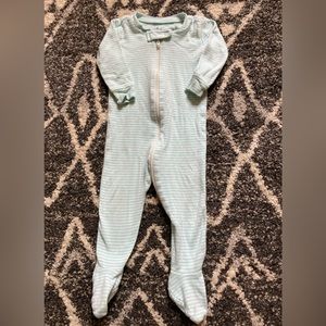 Primary blue/green and white striped dotted bodysuit